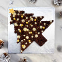 Brownie Christmas Tree with chocolate and vanilla buttercream, gold sprinkles and a star