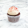 Red velvet cupcakes with buttercream and red velvet crumb