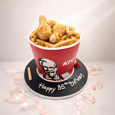 Fried chicken bucket cake with sugar chicken and chips