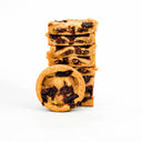 Stack of Sticky Toffee Cookies with date and toffee pieces