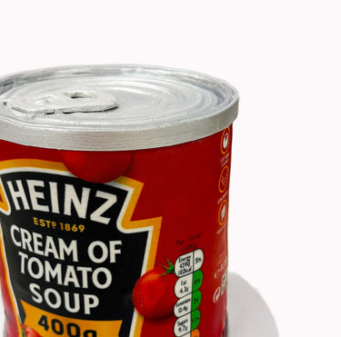Soup Can Cake made to look like a tin of tomato soup, with a fondant label