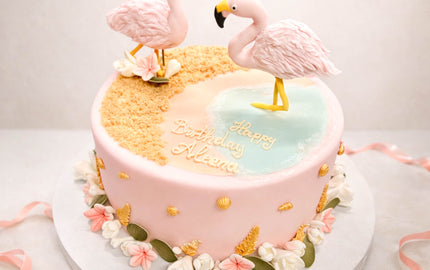 Flamingo Themed Birthday Cake