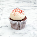 Red velvet cupcakes with buttercream and red velvet crumb