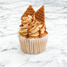Salted caramel cupcakes with caramel drip and stroopwafel pieces