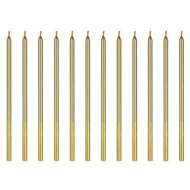 Set of 13 tall gold cake candles
