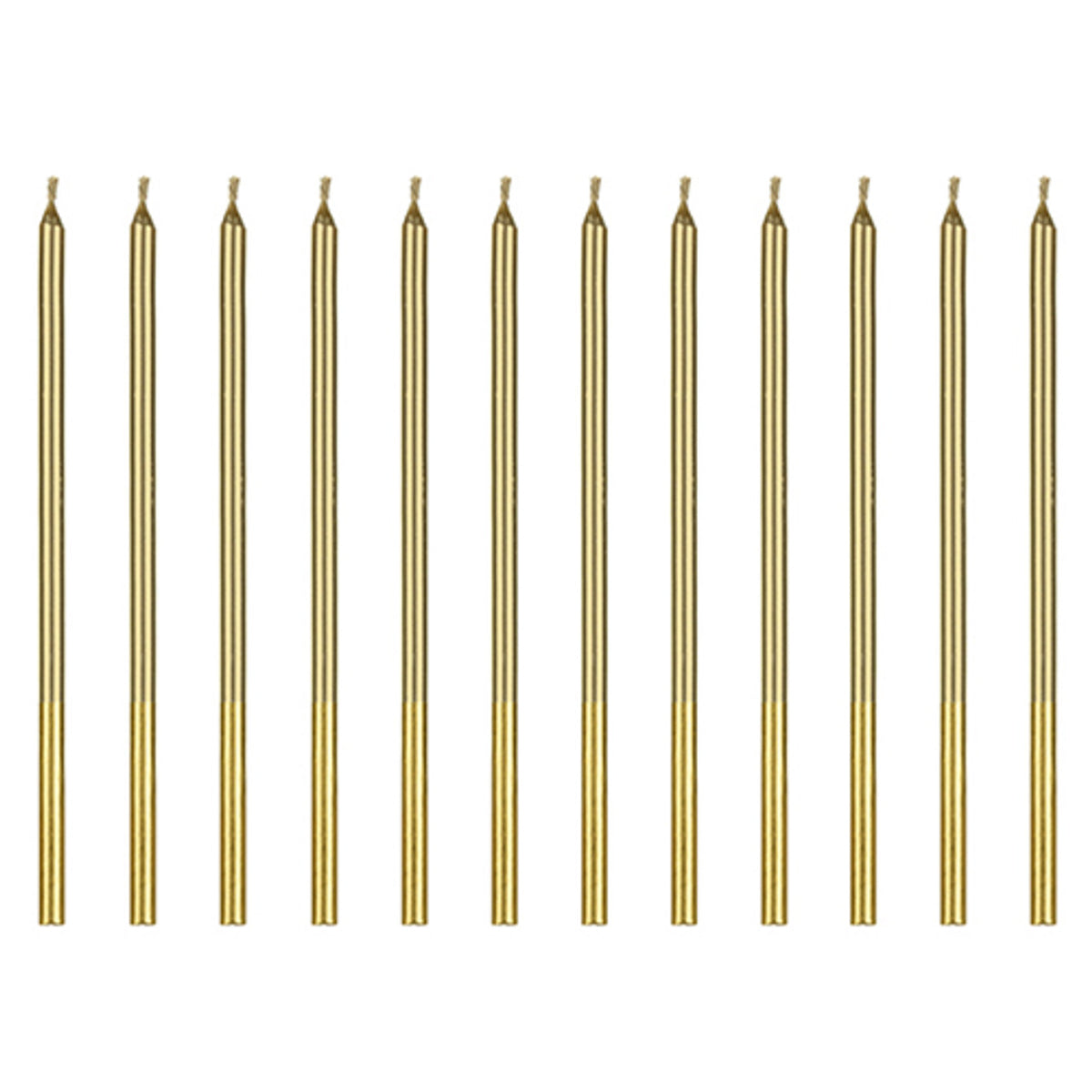 Set of 13 tall gold cake candles