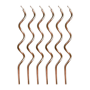 Rose gold curly cake candles, 12.5cm tall