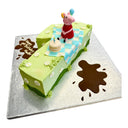 Custom Cake: A grassy picnic-themed 1-shaped birthday cake featuring Peppa Pig, a checkered blanket, and a small cake for Hunter's first birthday.