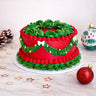Frilly Christmas Cake with red and green buttercream in a wreath design