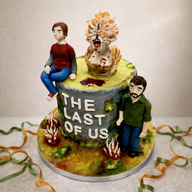 The Last of Us video game cake with sugar figures