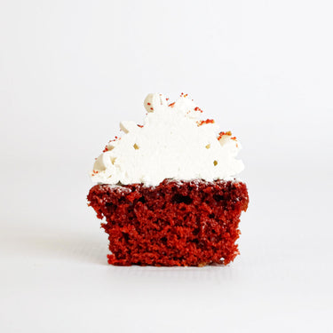 Red Velvet Cupcakes with a buttercream swirl and red velvet crumb topping